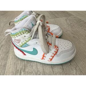 Nike Air Jordan 1 Mid SE TD Shoes Sneakers Size 6C White Toddler Kids